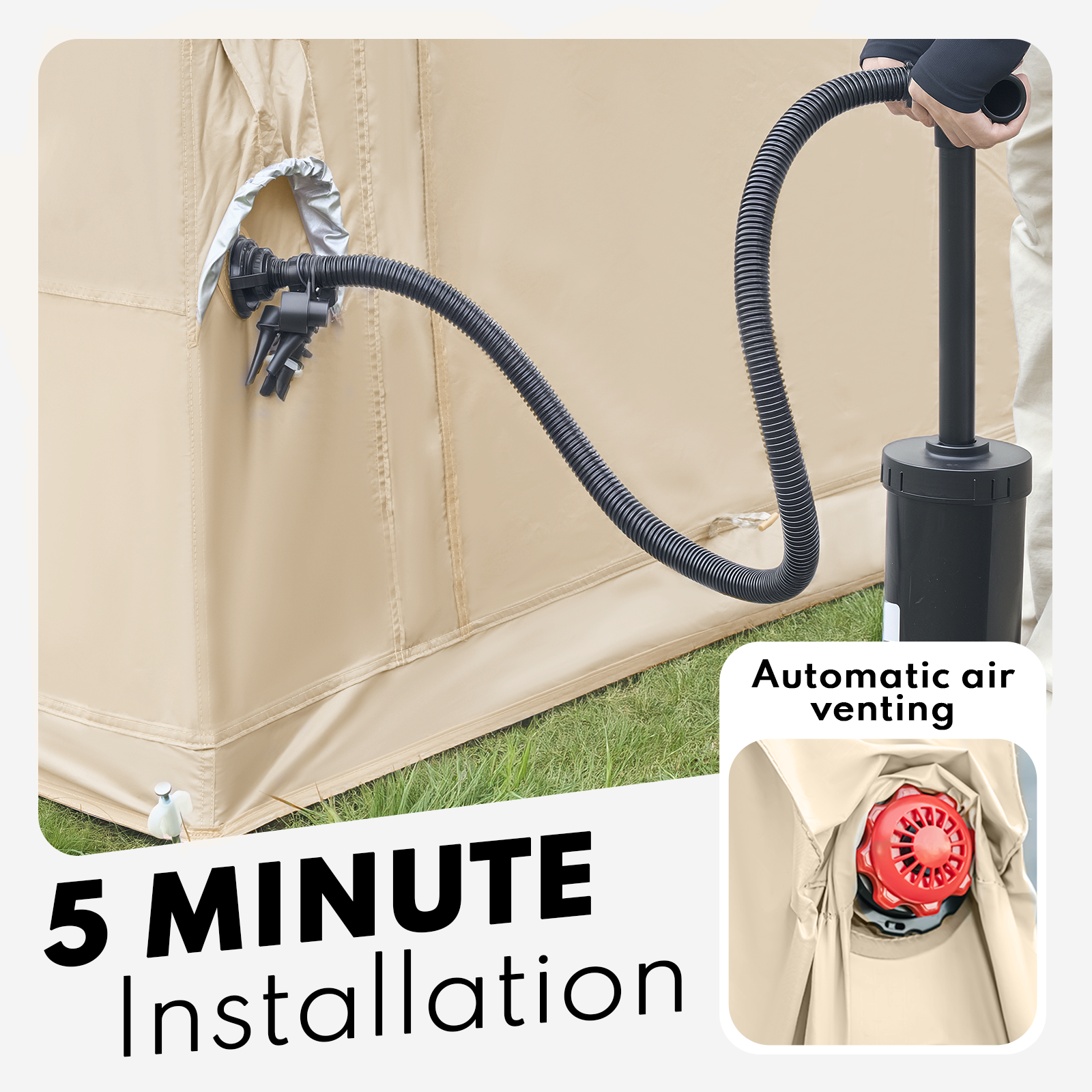 Cirro 6.0 Inflatable Cabin Tent with Canopy & Mat (Khaki/Silver Coated)