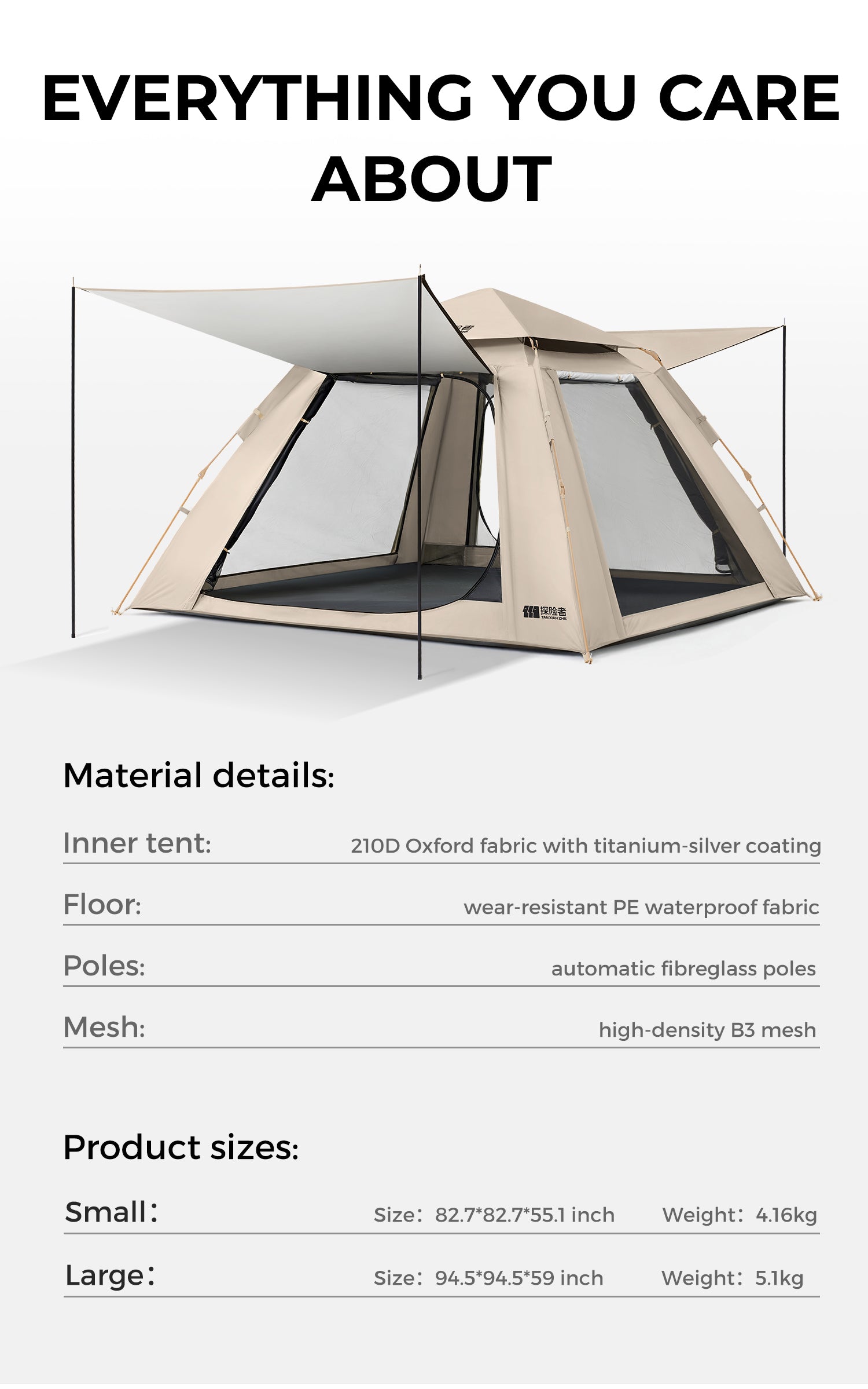 Bathe Automatic 4-Season Camping Tent (Cream Cream/Silver Coated)