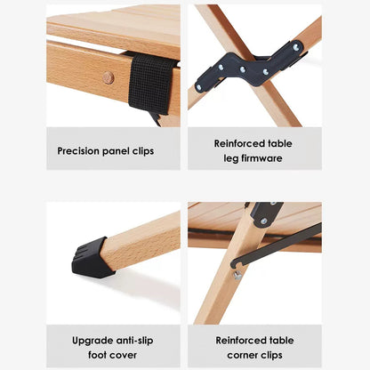 TANSTRIDER Outdoor Picnic Table — Portable, Foldable Beechwood Roll