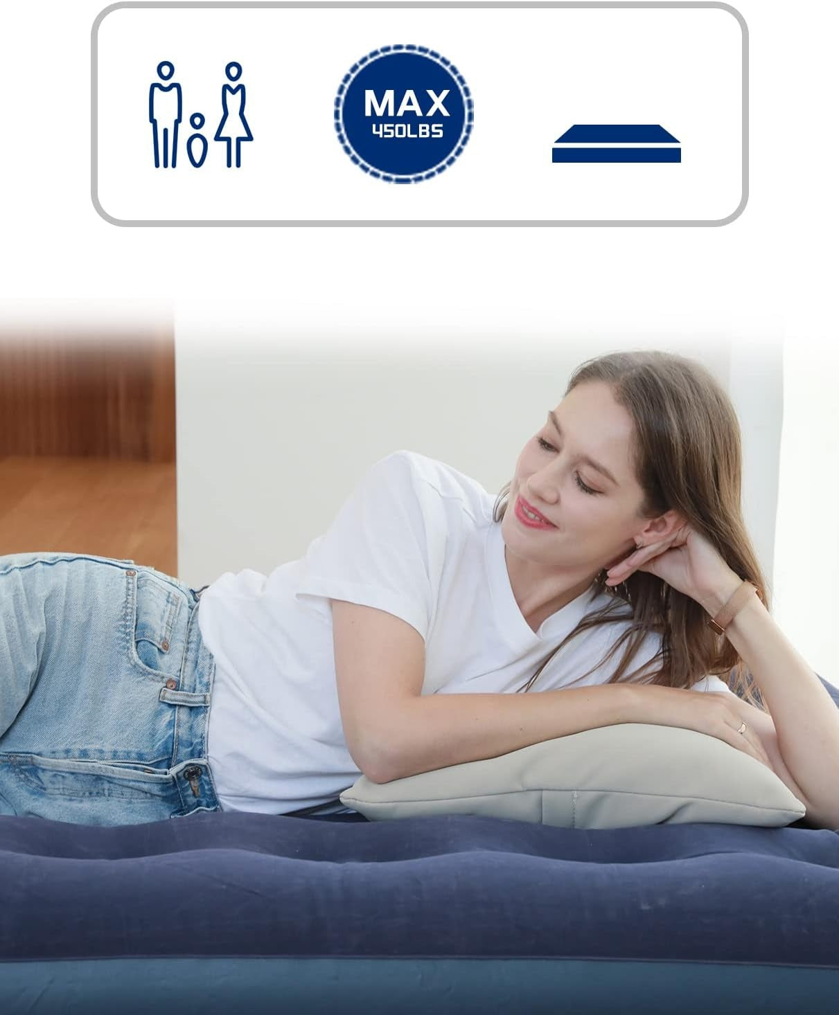 Premium Inflatable Air Mattress with Built-in 40W Detachable Pump (2-Pack)