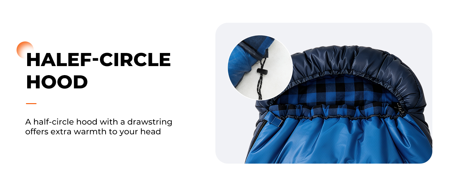 Plaidy Hooded Flannel Camping Sleeping Bag – Blue Plaid