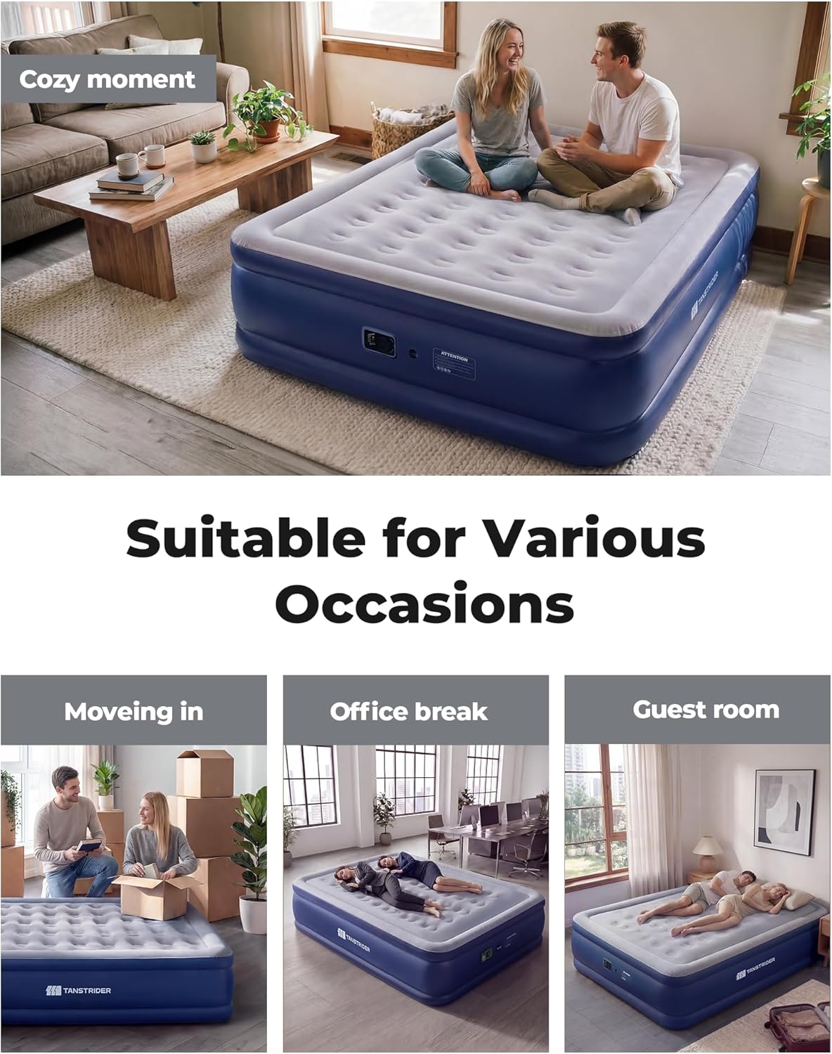 TANSTRIDER Queen Air Mattress with Built in Pump