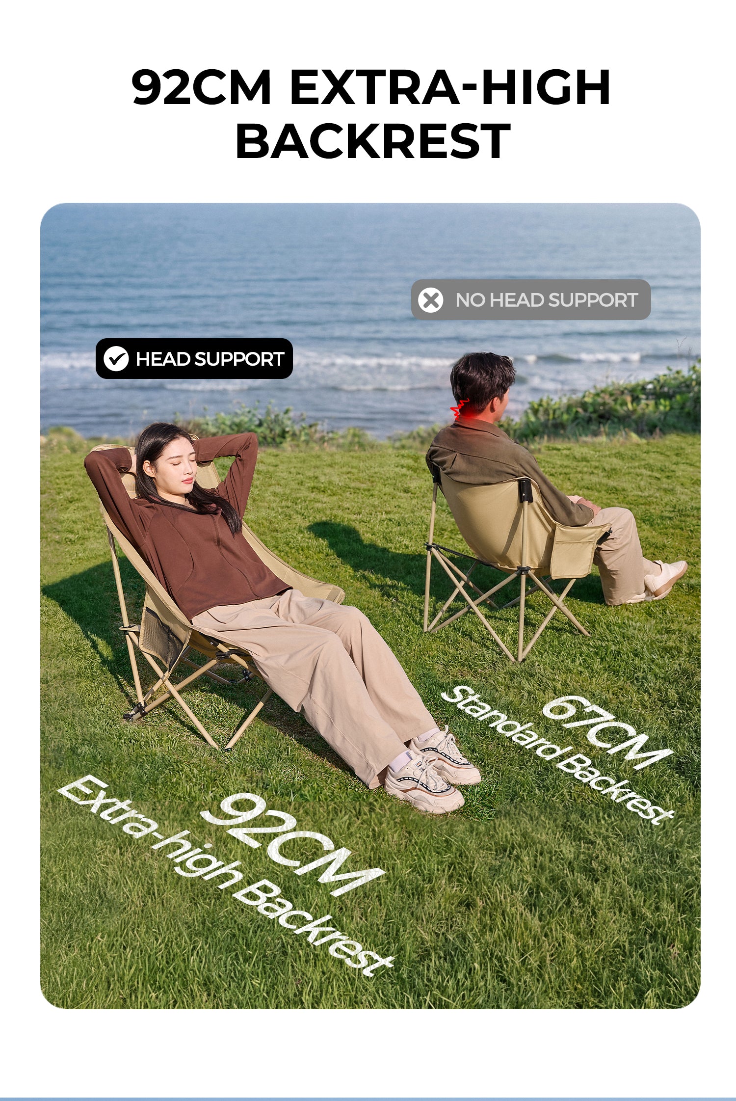 Crescent High-Back Folding Camping Chair