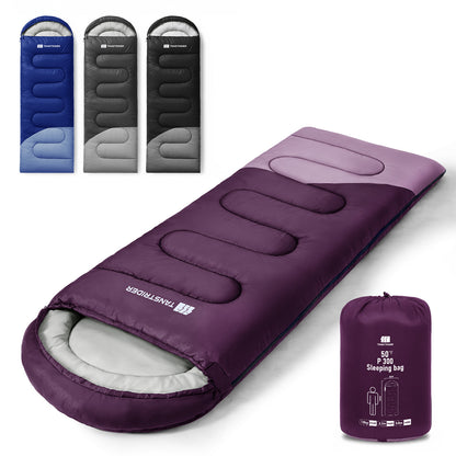 Puff Hooded Camping Sleeping Bag – Purple