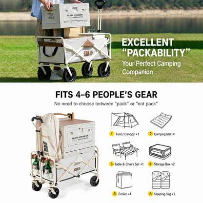 TANSTRIDER Foldable Outdoor Camping Wagon Cart